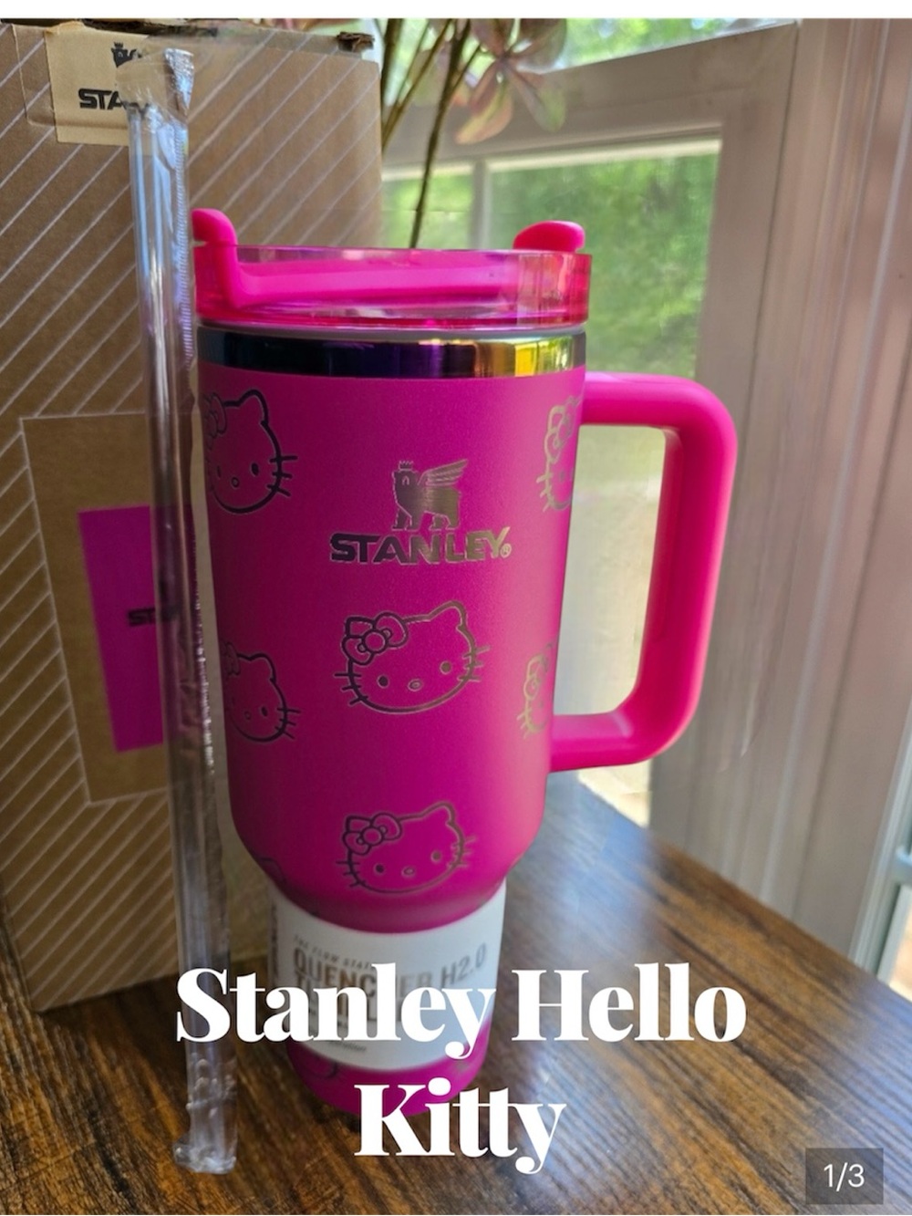 Stanley Hello Kitty 40oz Quencher Tumbler Travel Mug in Hot Pink